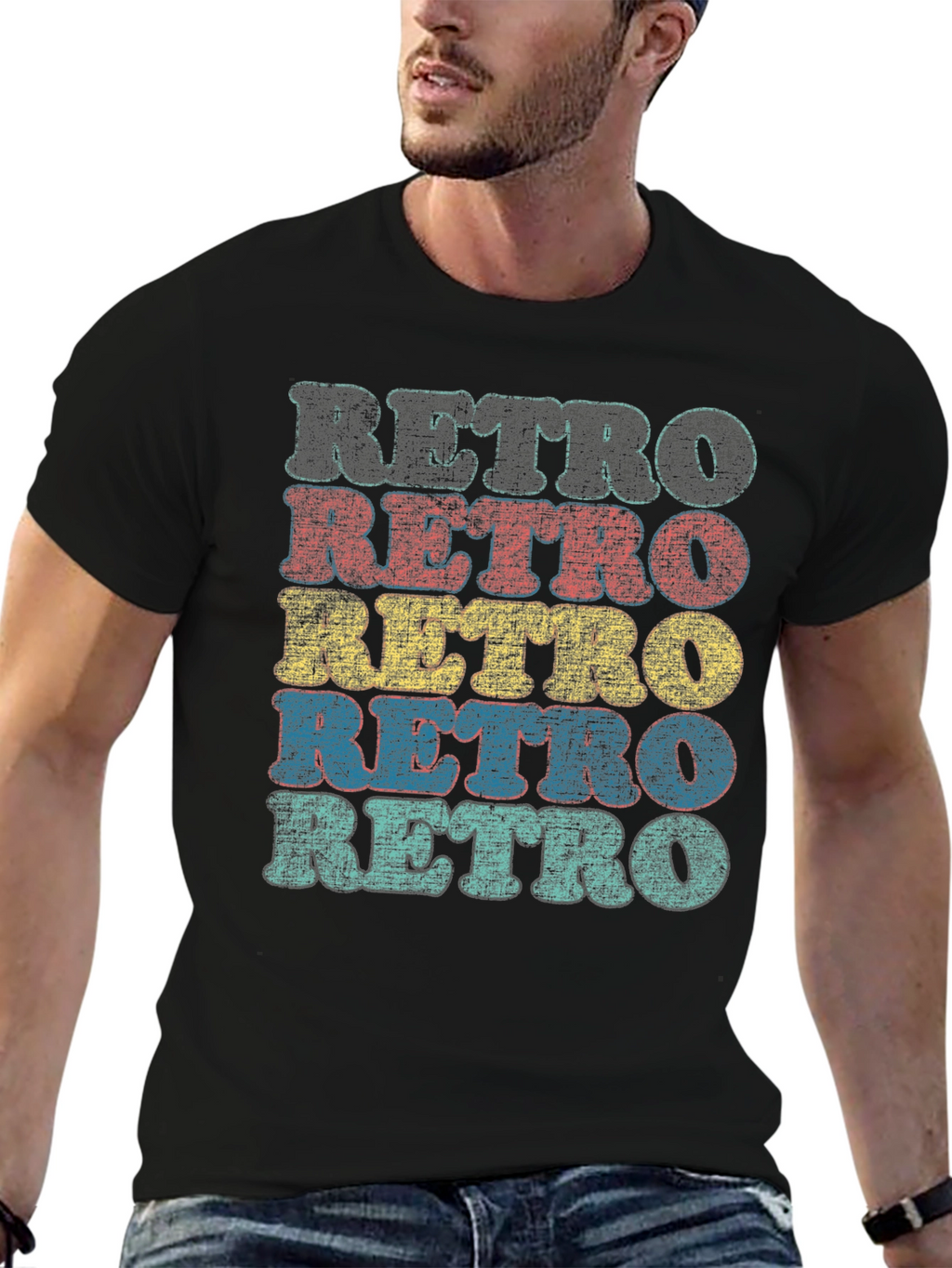 Retro Stacked Text Graphic T-Shirt