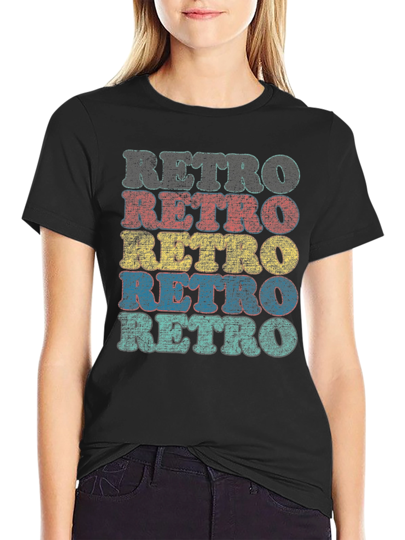 Retro Stacked Text Graphic T-Shirt