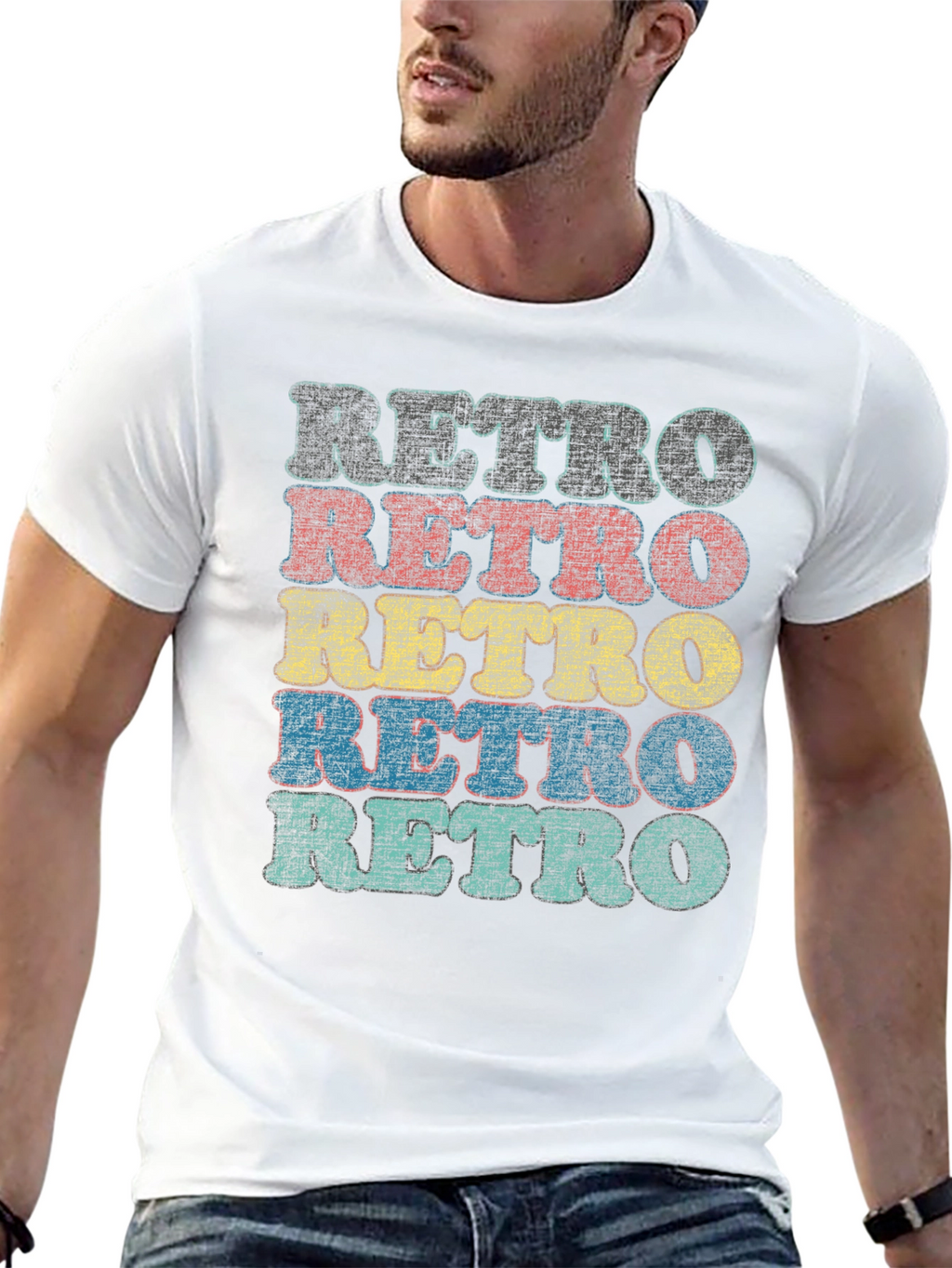 Retro Stacked Text Graphic T-Shirt