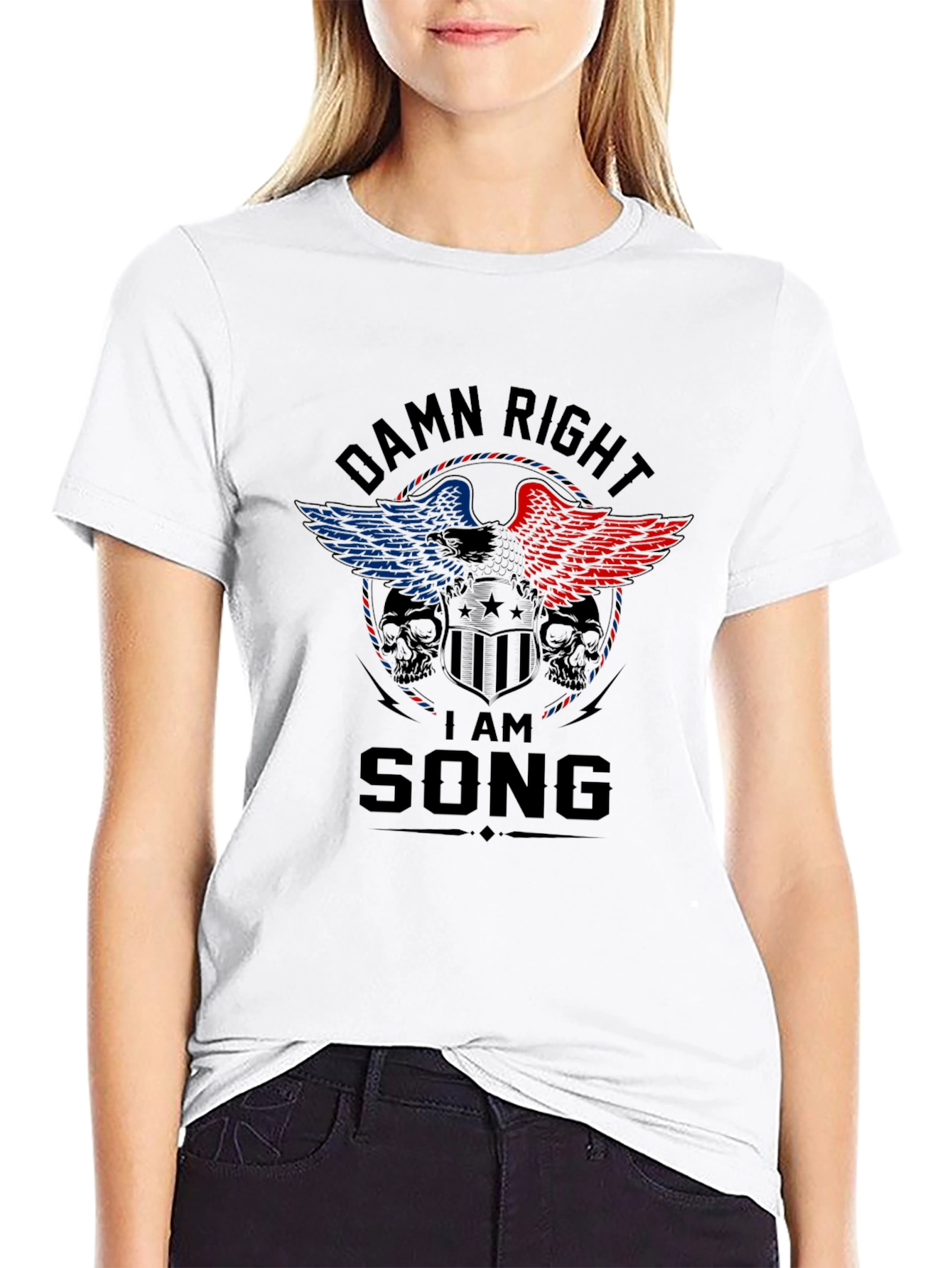 Damn Right I Am Song T-Shirt - Patriotic Eagle Design