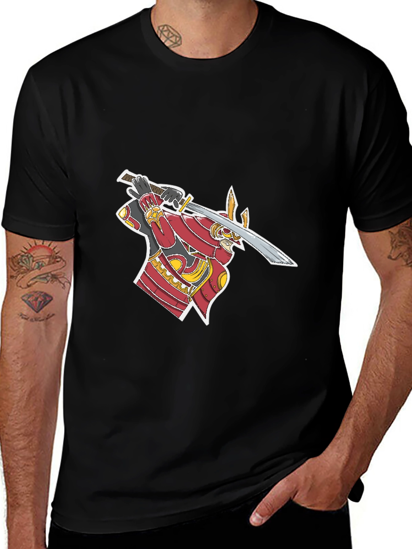 Samurai Graphic T-Shirt - Black Cotton Tee