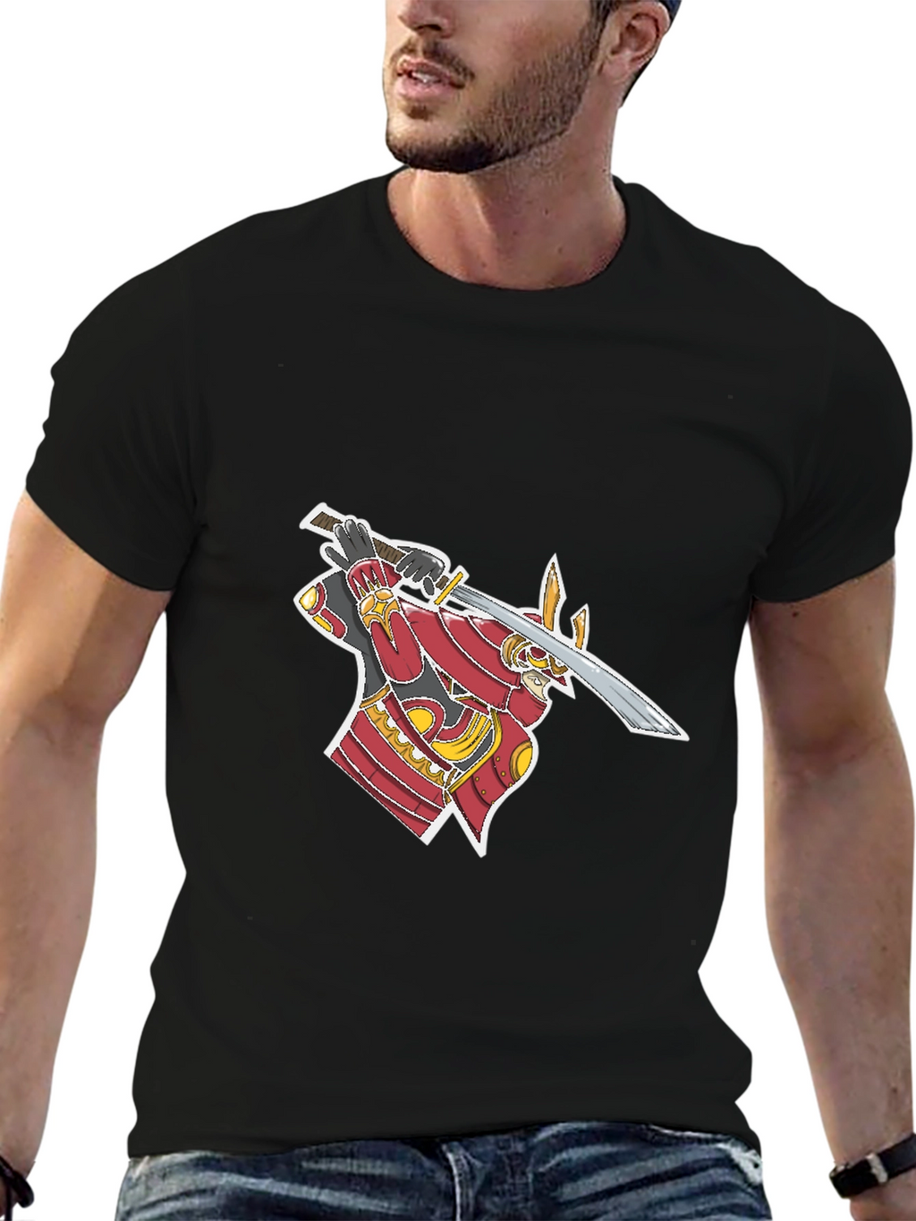 Samurai Graphic T-Shirt - Black Cotton Tee