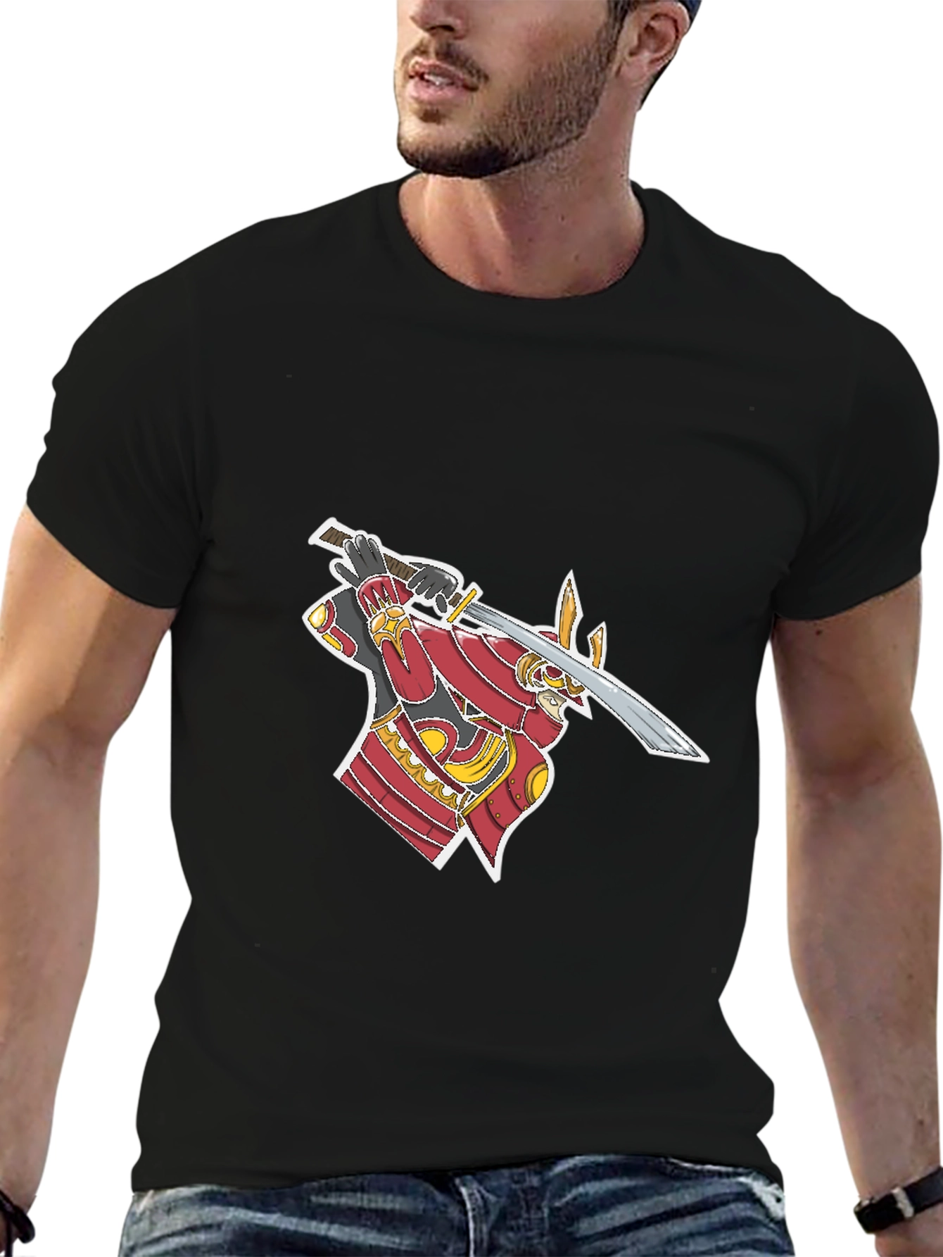 Samurai Graphic T-Shirt - Black Cotton Tee