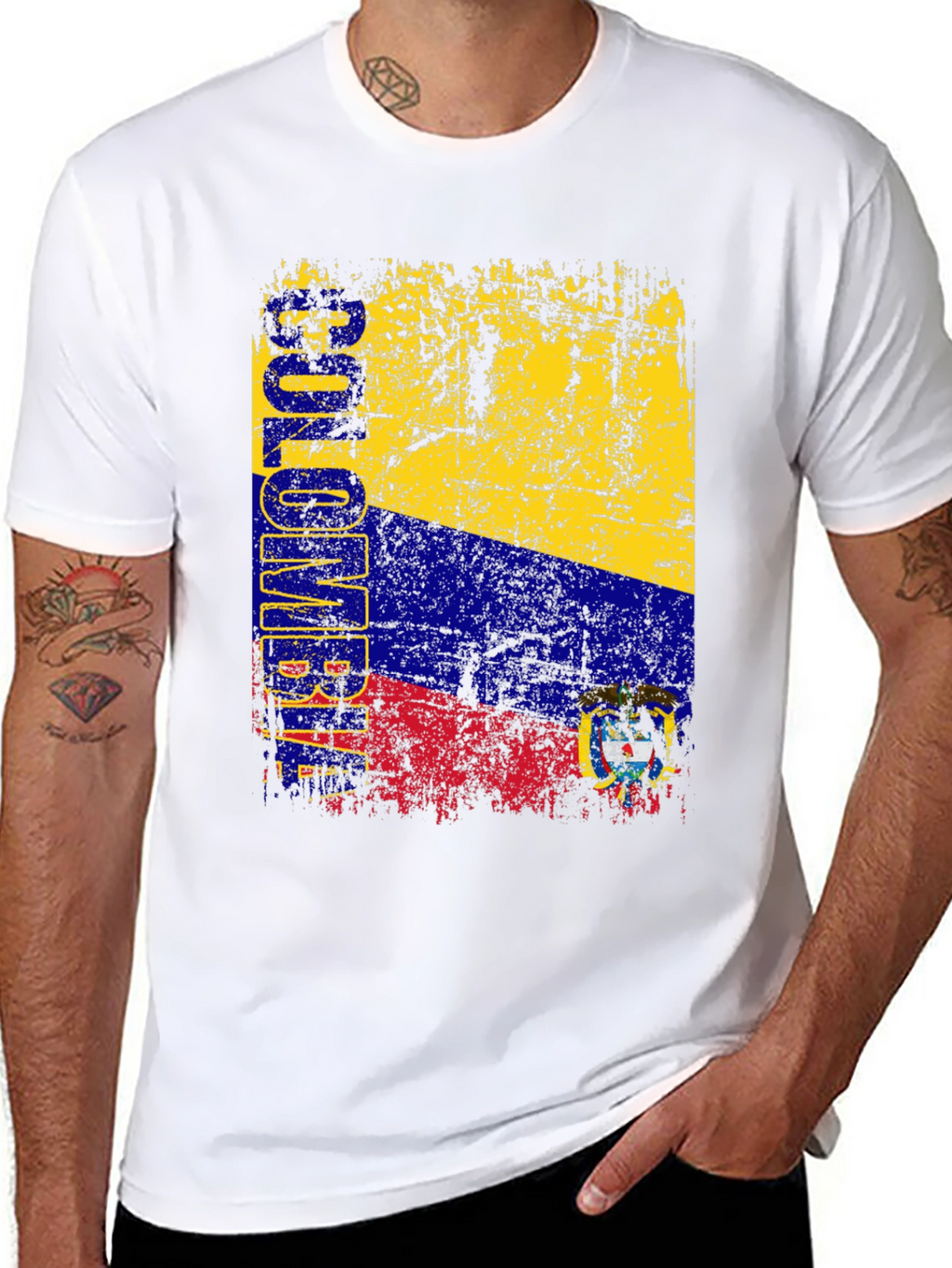 Colombia Flag Graphic T-Shirt - Black