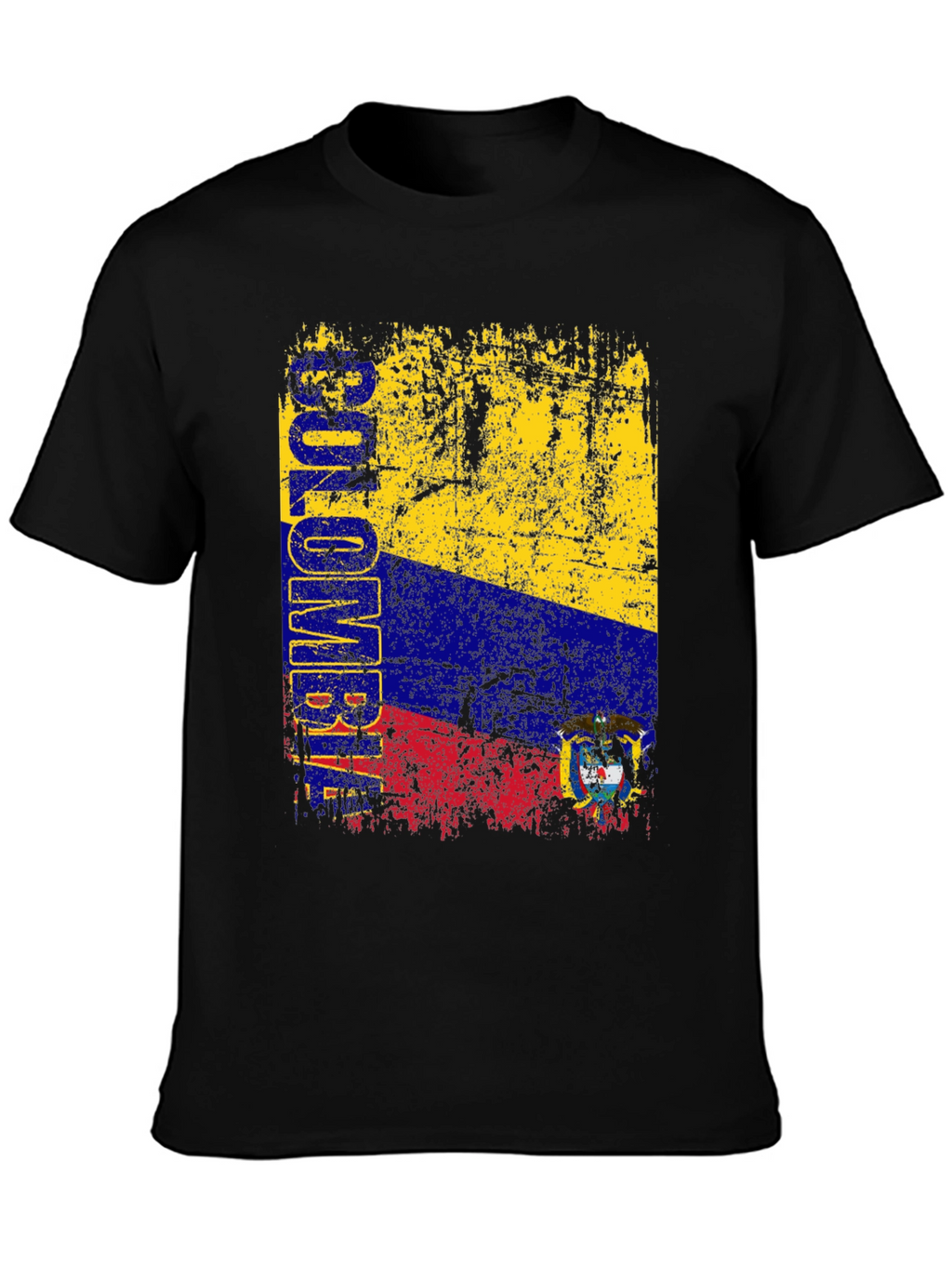 Colombia Flag Graphic T-Shirt - Black