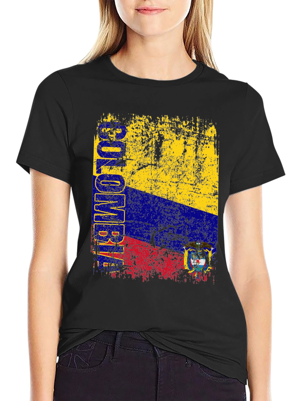 Colombia Flag Graphic T-Shirt - Black