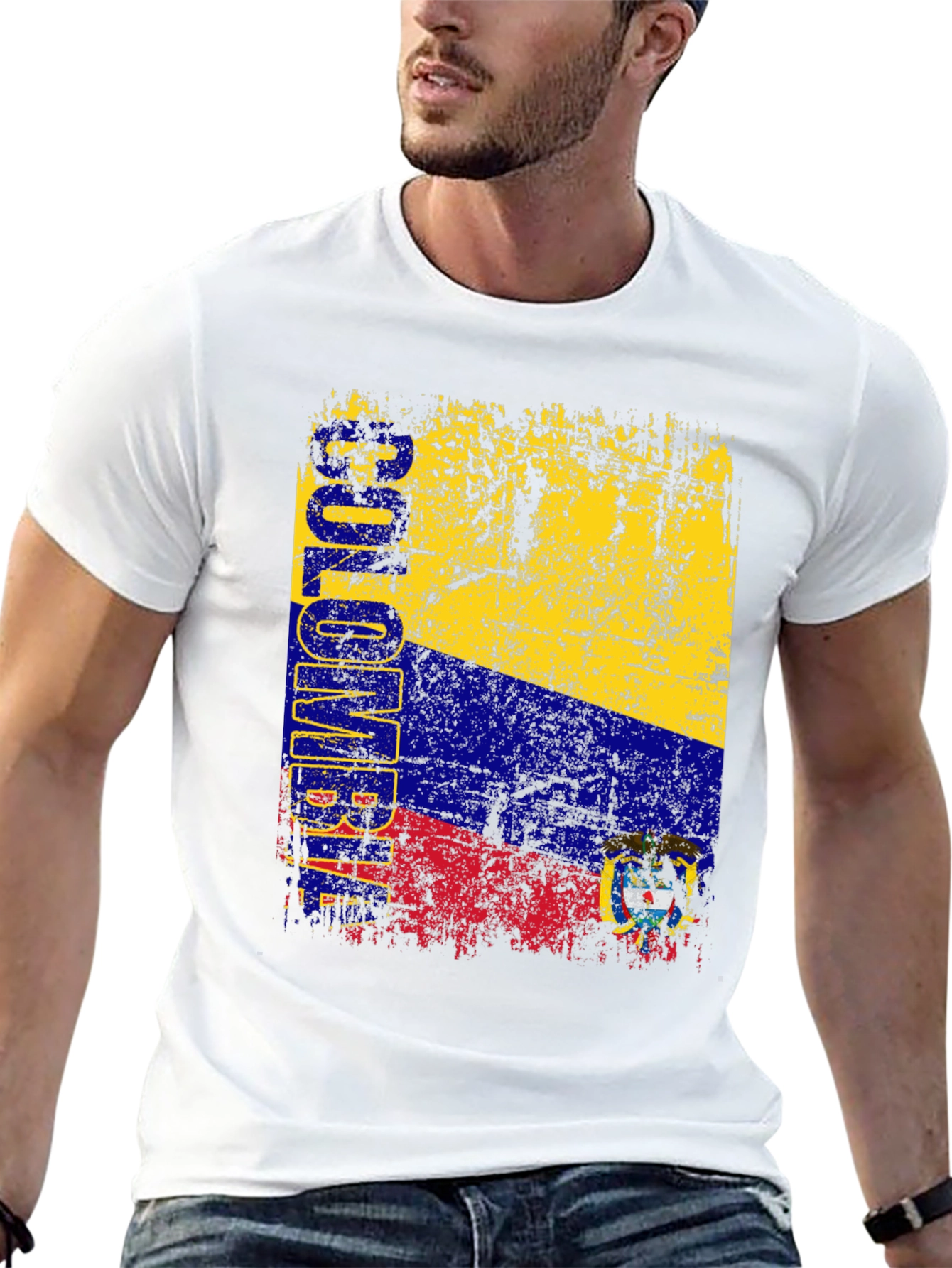 Colombia Flag Graphic T-Shirt - Black