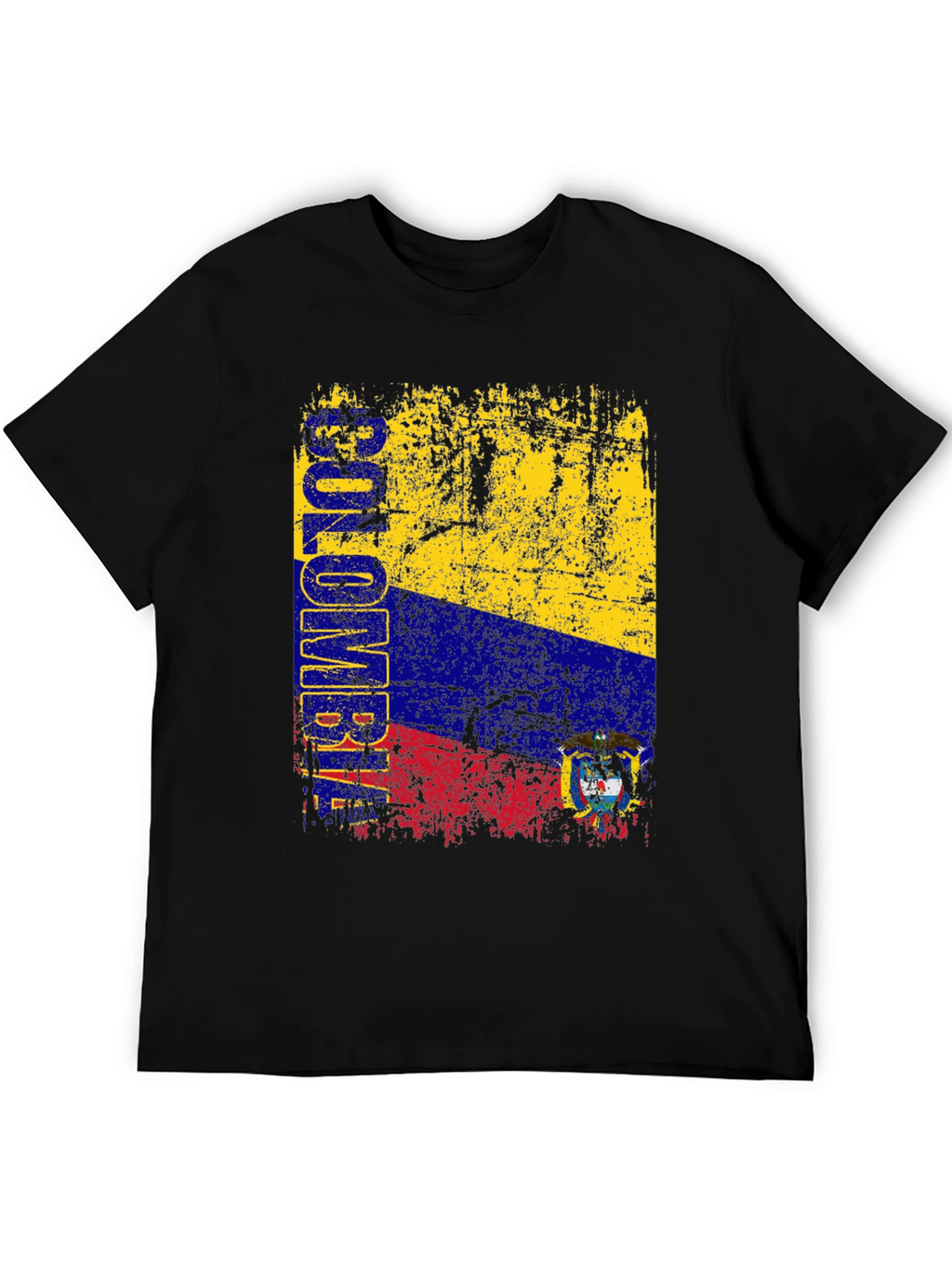 Colombia Flag Graphic T-Shirt - Black