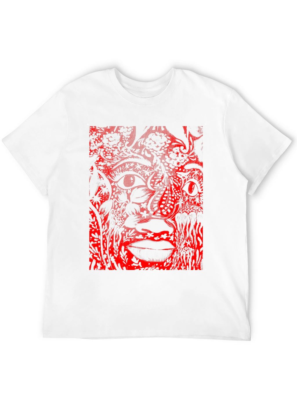 Abstract Red Print Black T-Shirt