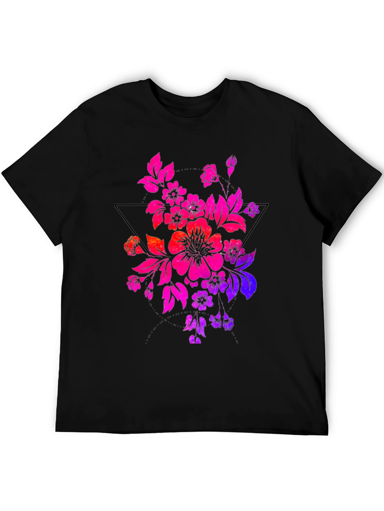 Floral Triangle Graphic Tee - Black