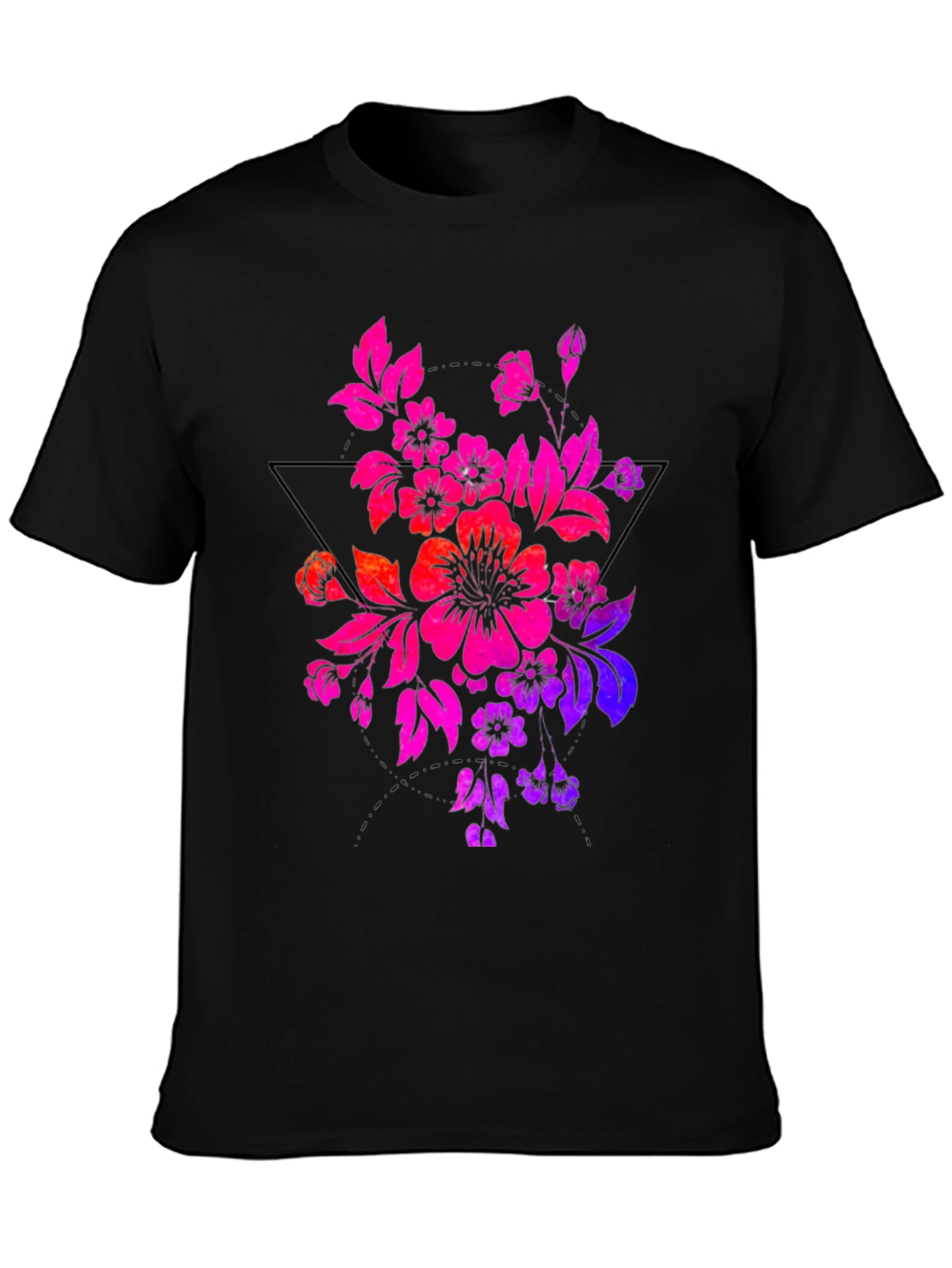 Floral Triangle Graphic Tee - Black
