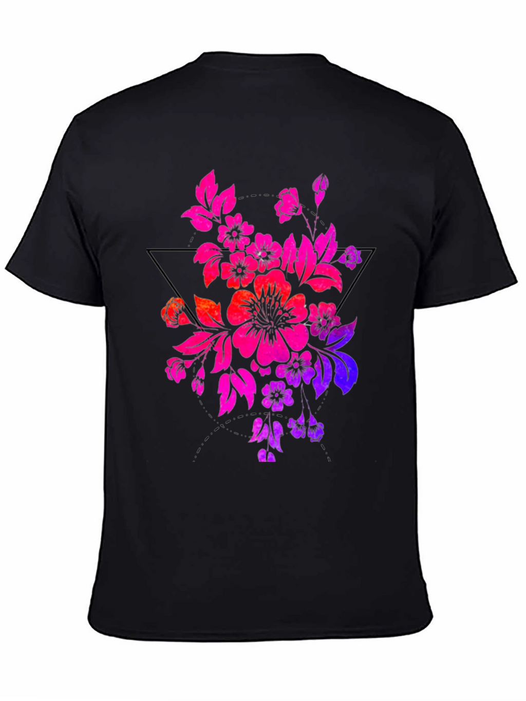 Floral Triangle Graphic Tee - Black