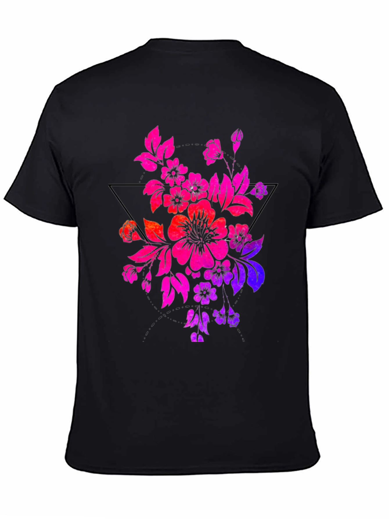 Floral Triangle Graphic Tee - Black