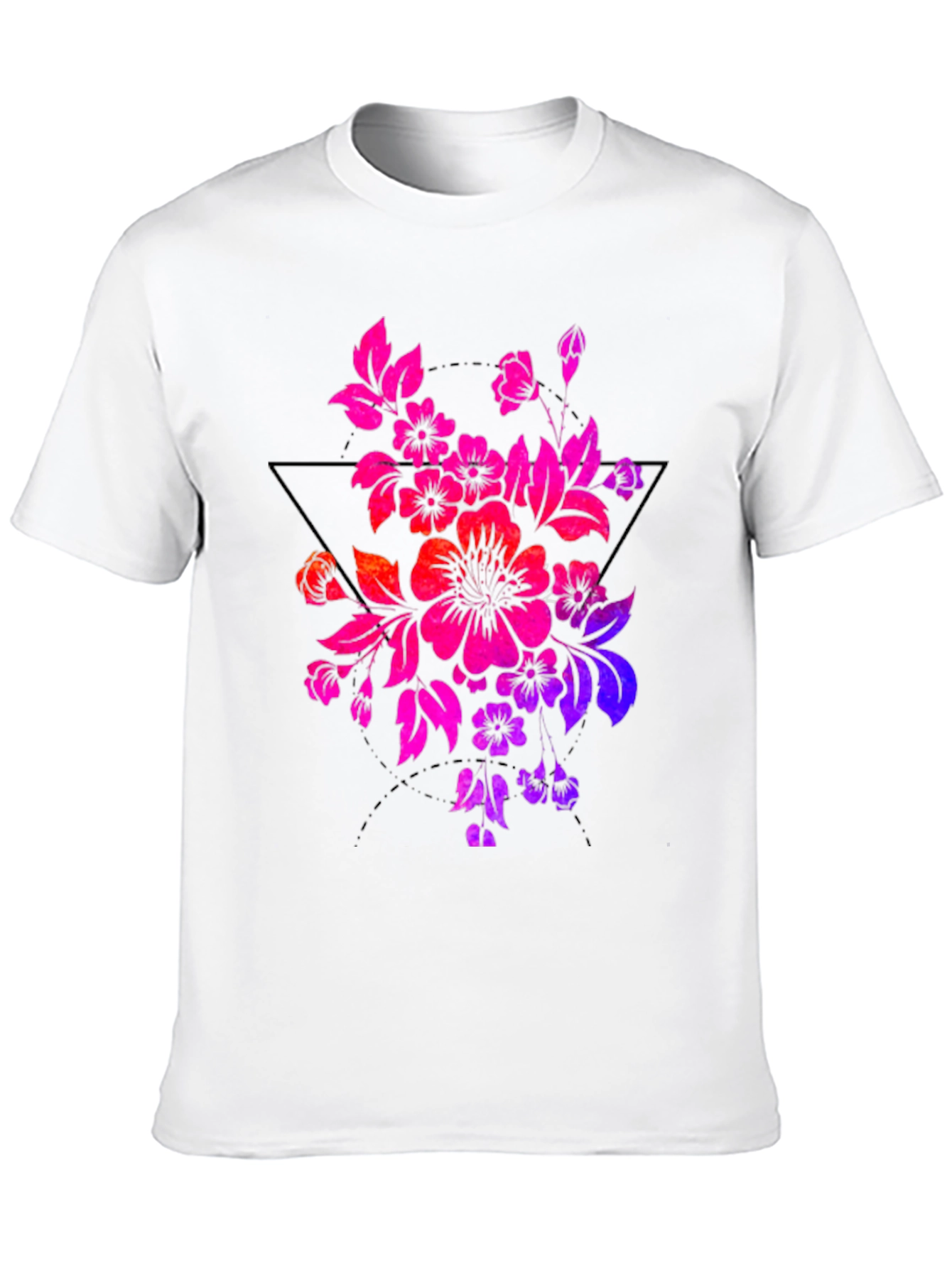 Floral Triangle Graphic Tee - Black