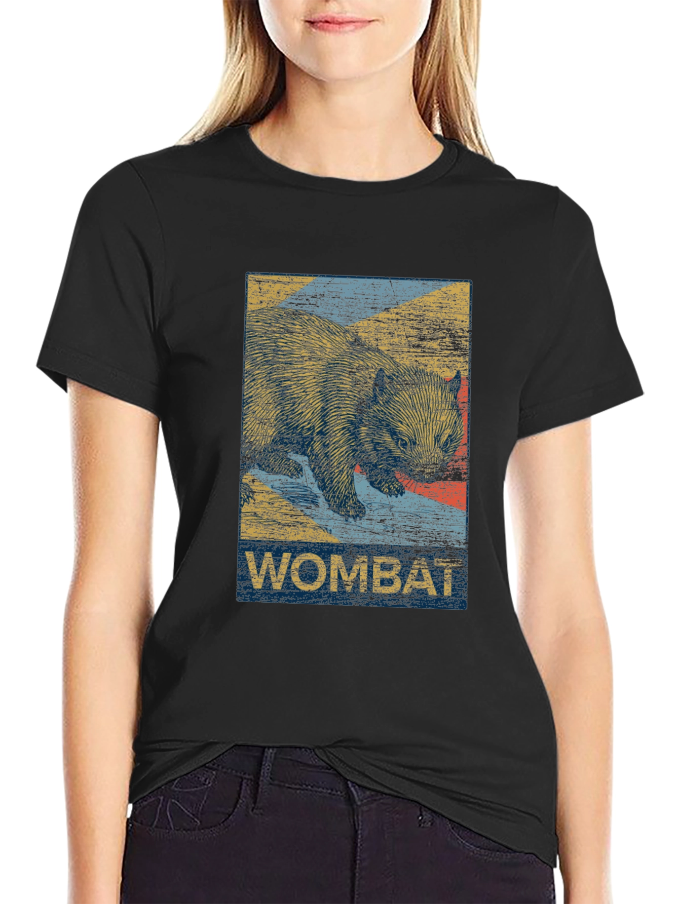 Wombat Graphic Tee - Vintage Style Black T-Shirt