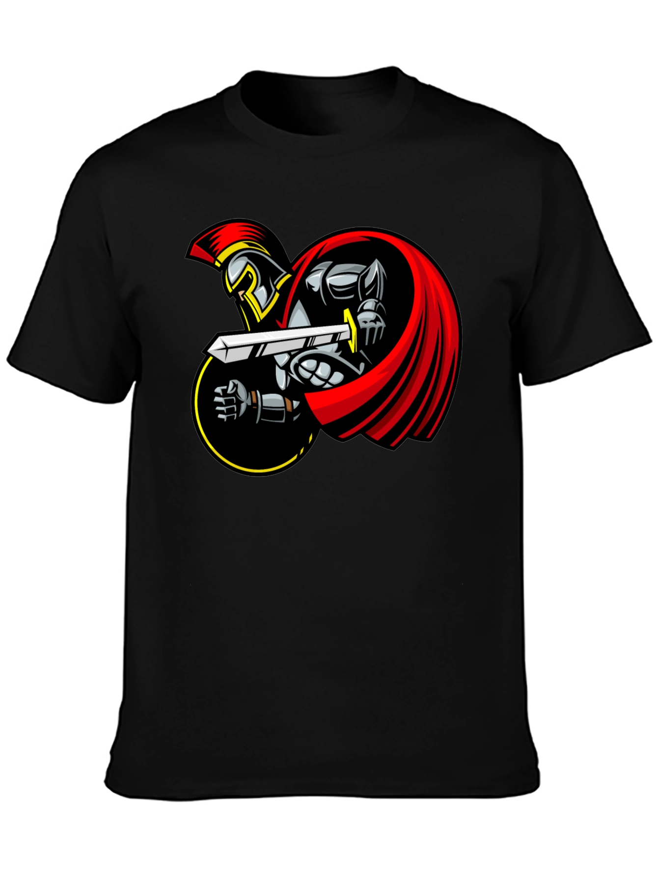 Spartan Warrior Graphic T-Shirt - Black