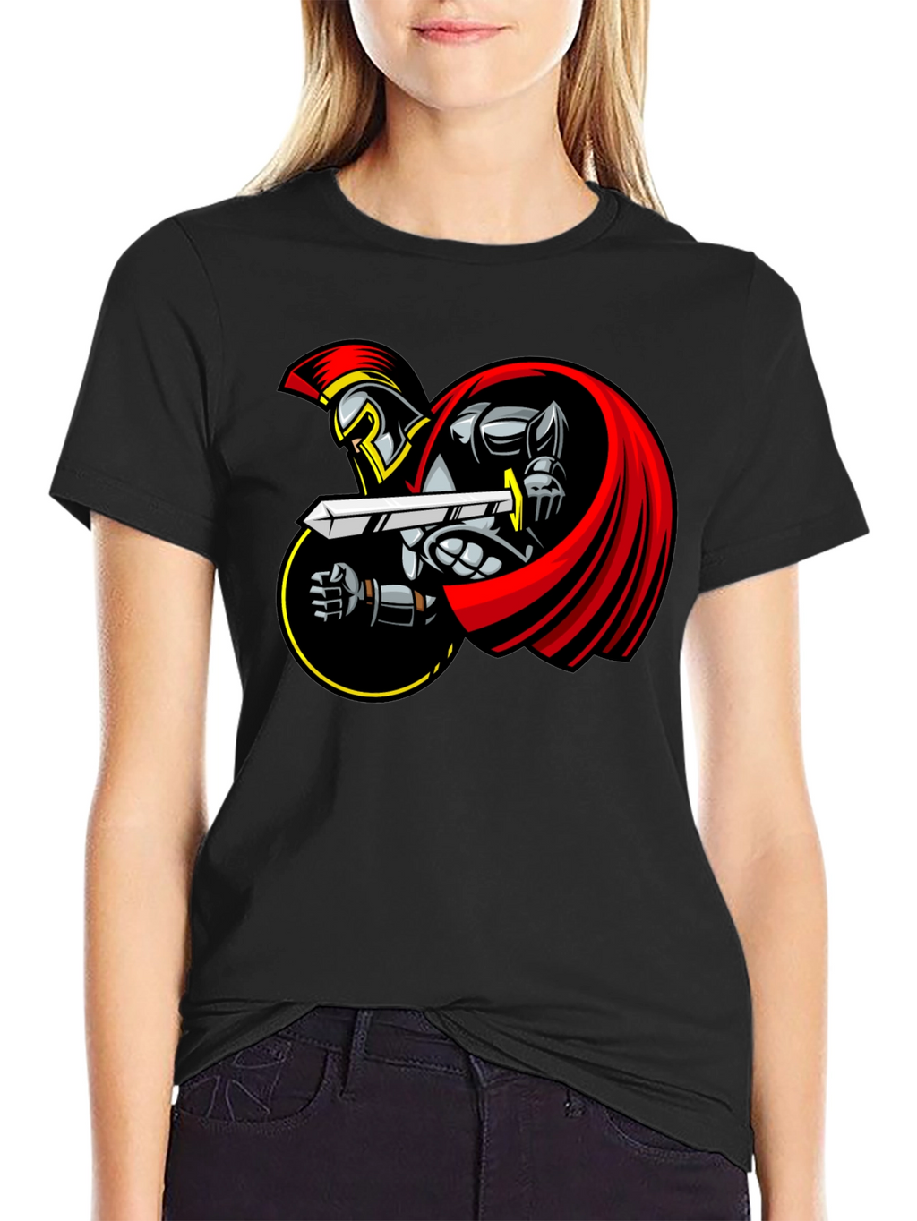 Spartan Warrior Graphic T-Shirt - Black