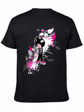 Emo Cartoon Graphic Black T-Shirt