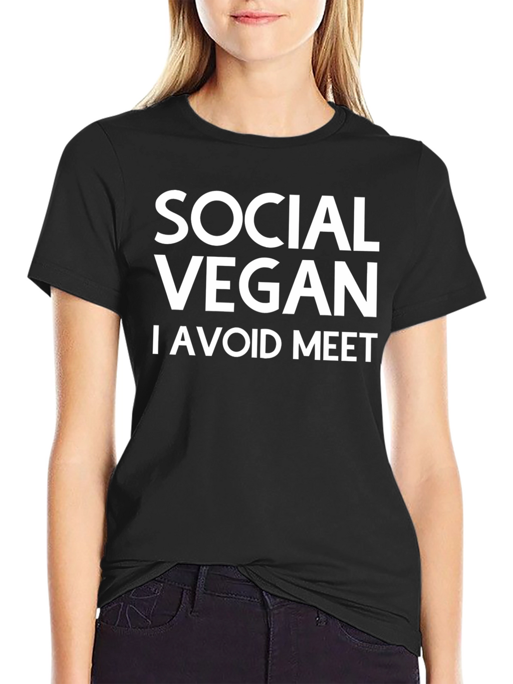 Social Vegan T-Shirt - Avoid Meet - Black