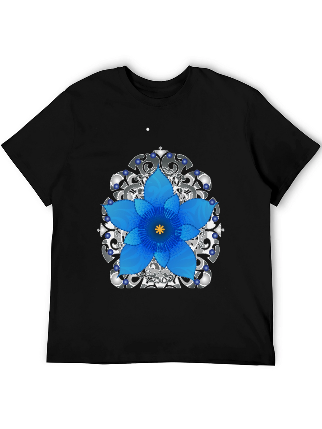 Floral Mandala Mens Black Graphic Tee