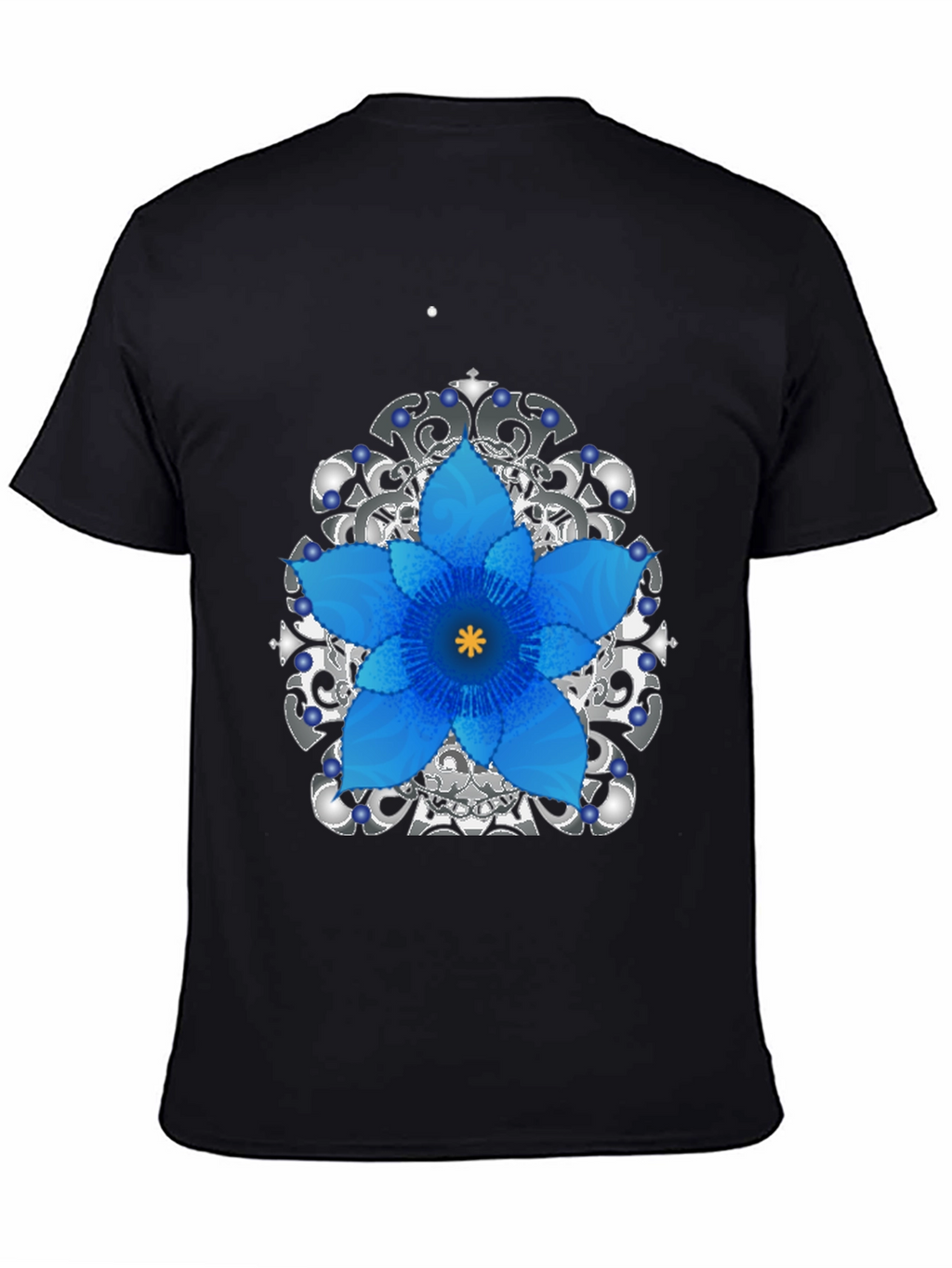 Floral Mandala Mens Black Graphic Tee