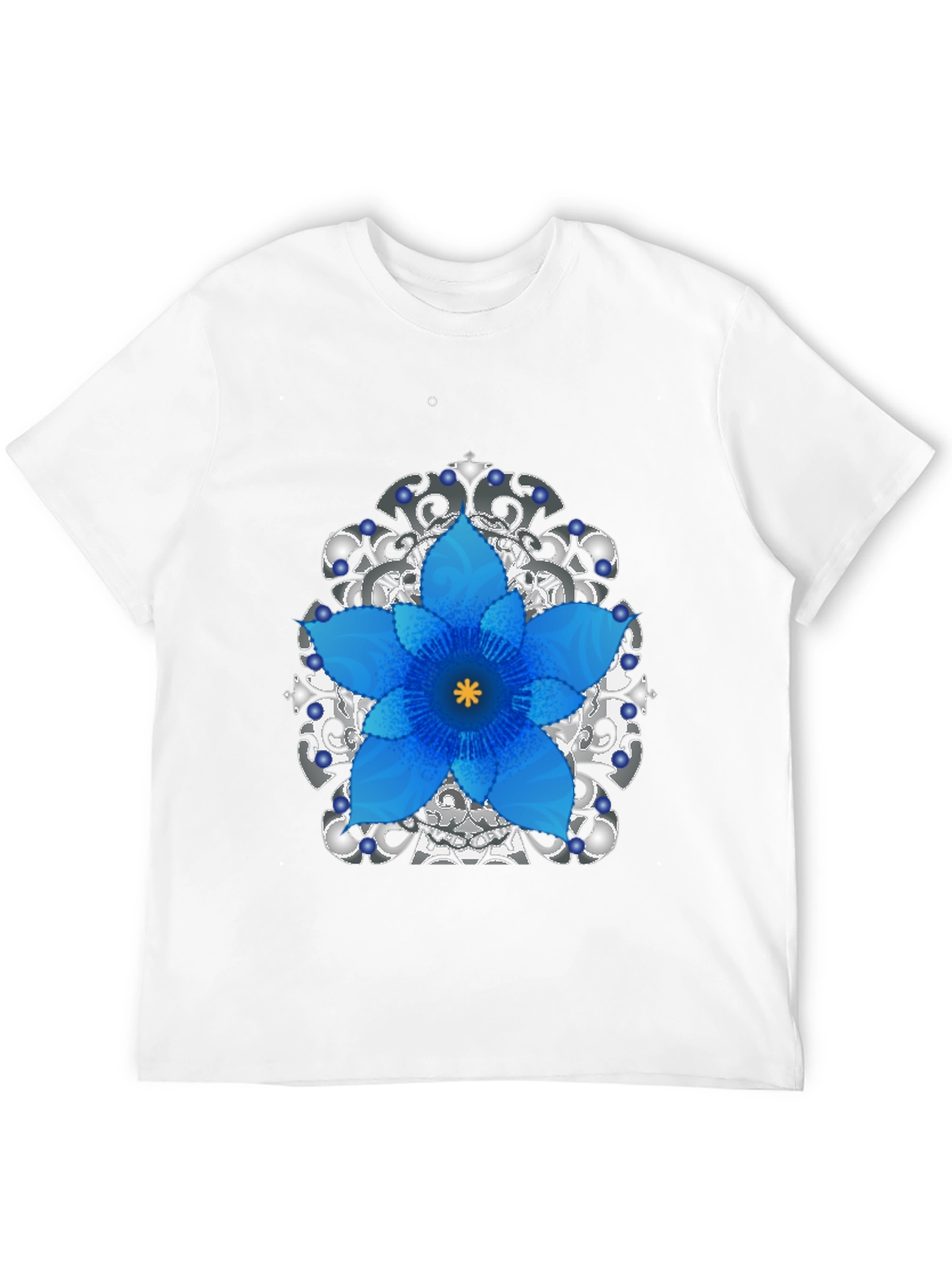 Floral Mandala Mens Black Graphic Tee