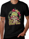 Frog Sipping Tea on Mushroom T-Shirt