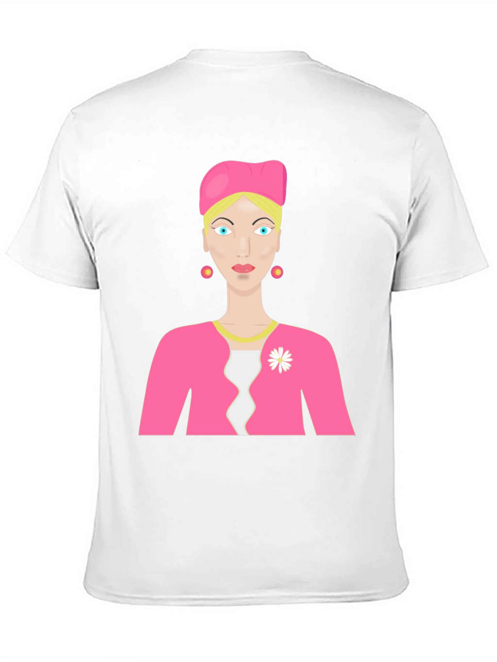 Cartoon Woman on Black T-Shirt
