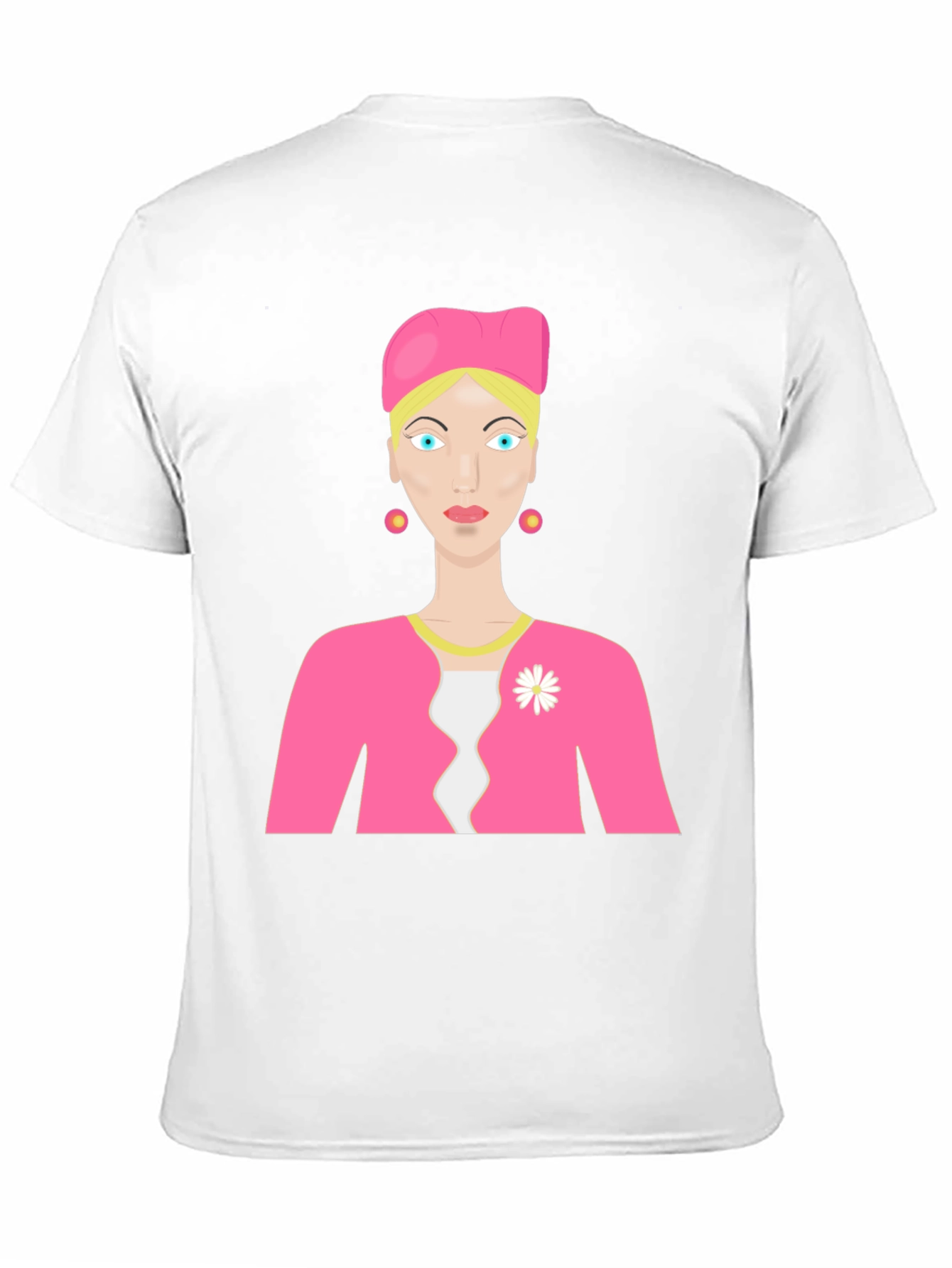 Cartoon Woman on Black T-Shirt