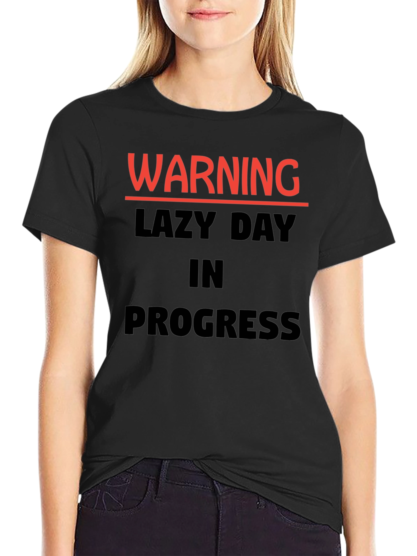 Warning Lazy Day in Progress Novelty T-Shirt