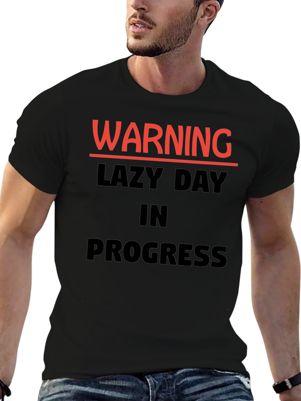 Warning Lazy Day in Progress Novelty T-Shirt