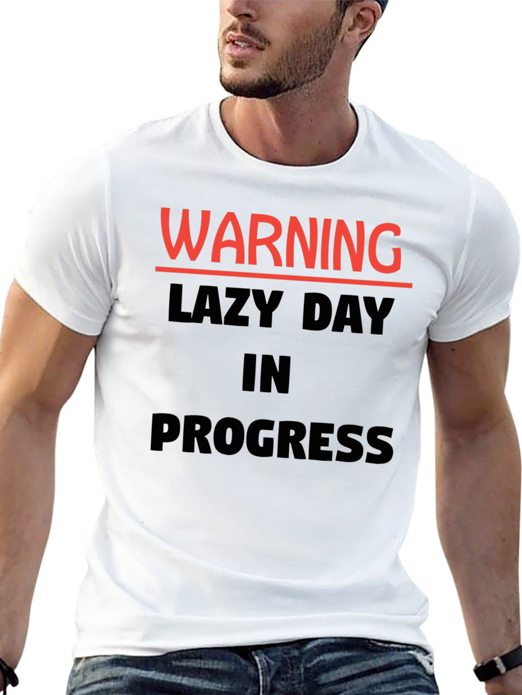 Warning Lazy Day in Progress Novelty T-Shirt