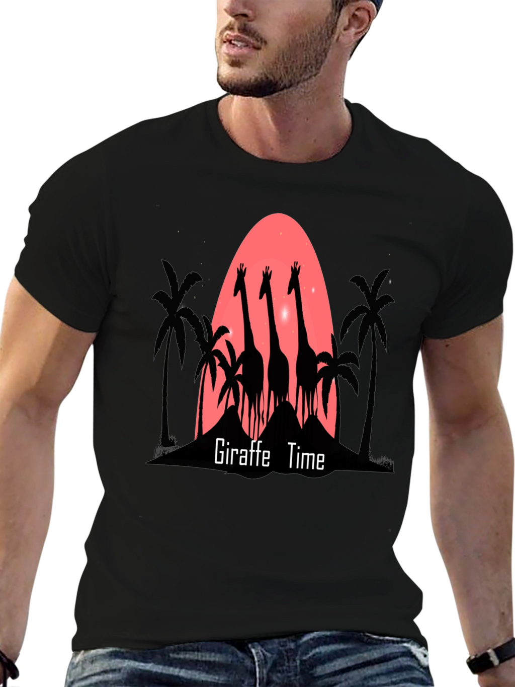 Giraffe Time Mens Graphic T-Shirt