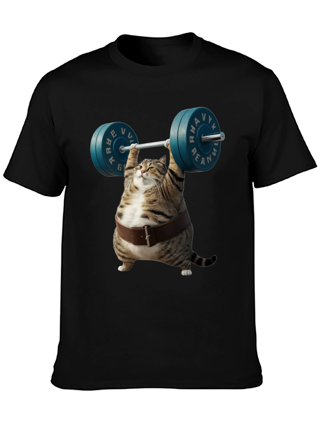 Funny Cat Weightlifting Graphic T-Shirt