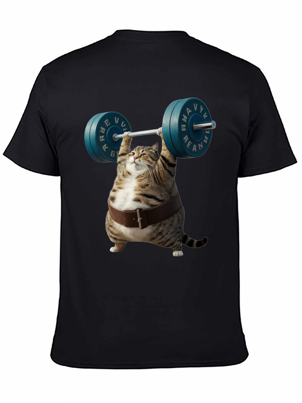 Funny Cat Weightlifting Graphic T-Shirt