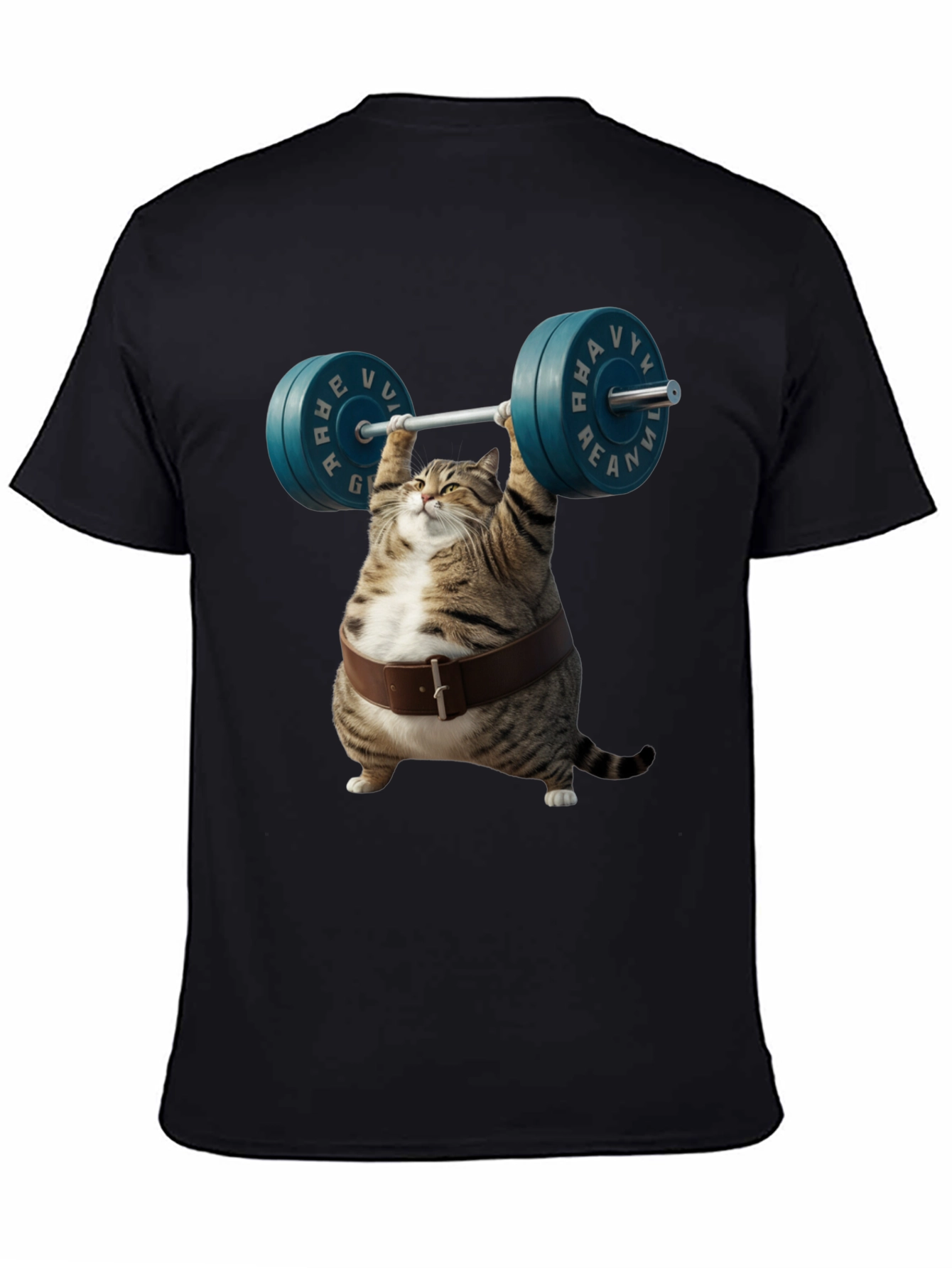 Funny Cat Weightlifting Graphic T-Shirt
