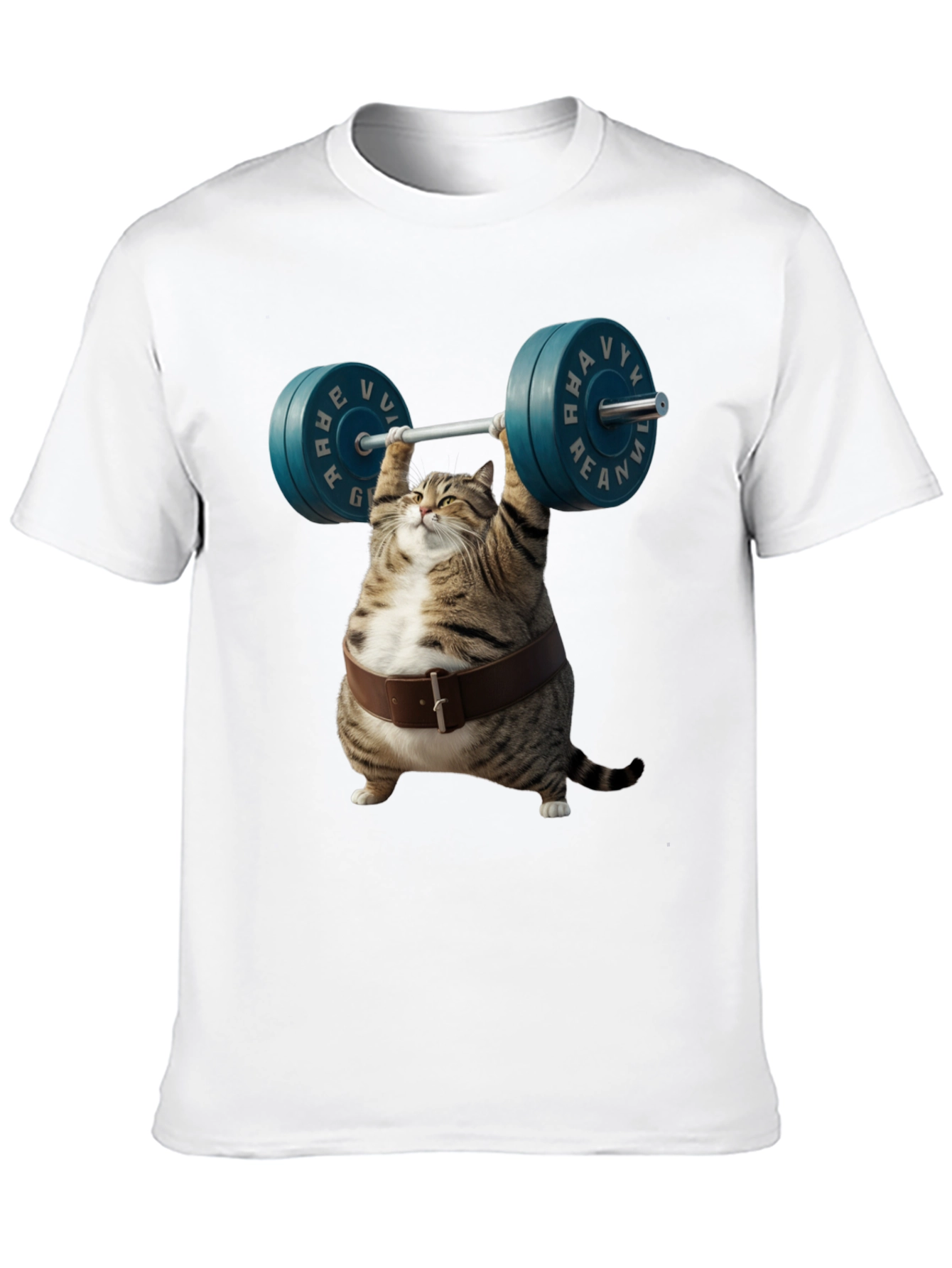Funny Cat Weightlifting Graphic T-Shirt
