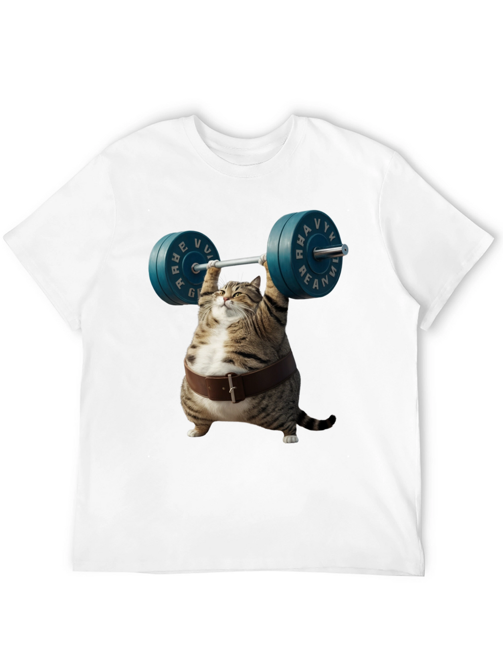 Funny Cat Weightlifting Graphic T-Shirt