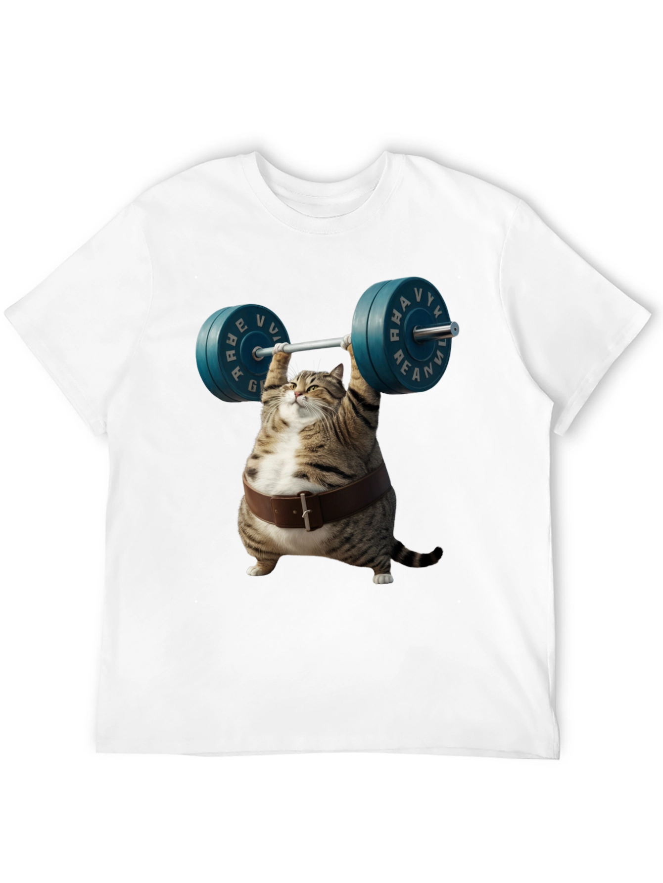 Funny Cat Weightlifting Graphic T-Shirt