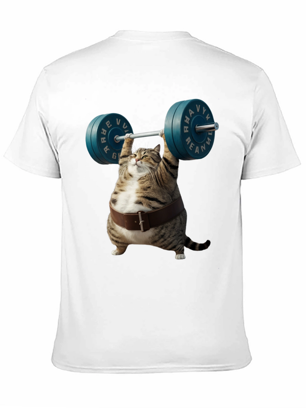 Funny Cat Weightlifting Graphic T-Shirt
