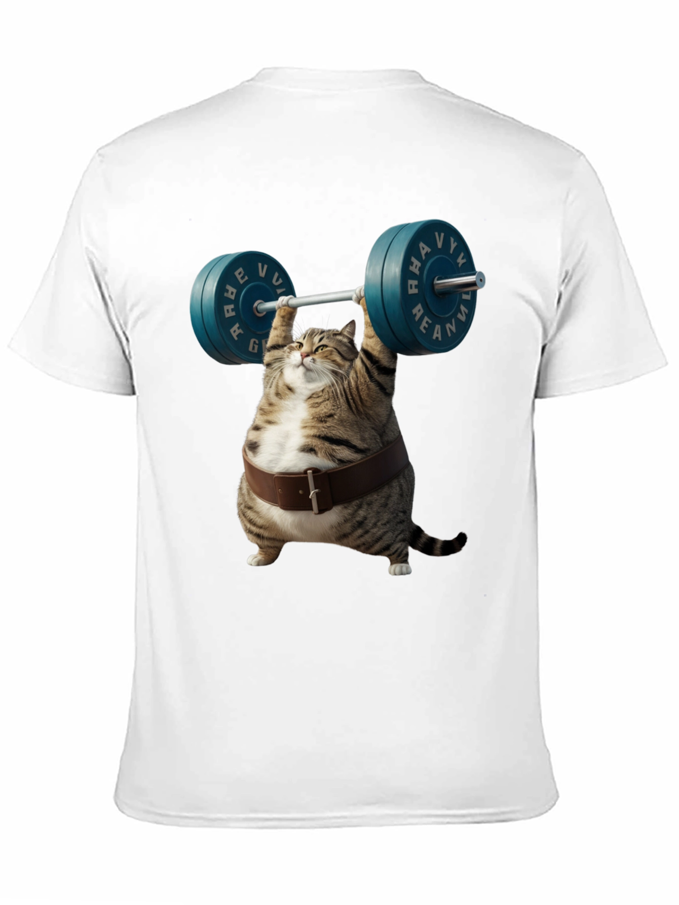 Funny Cat Weightlifting Graphic T-Shirt