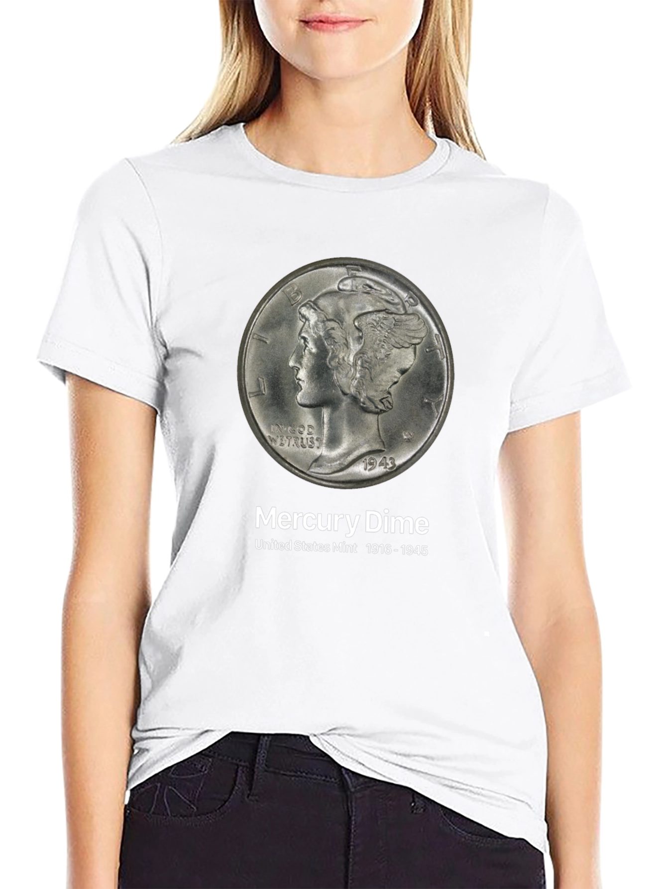 Mercury Dime Graphic T-Shirt - Collectible Coin Design