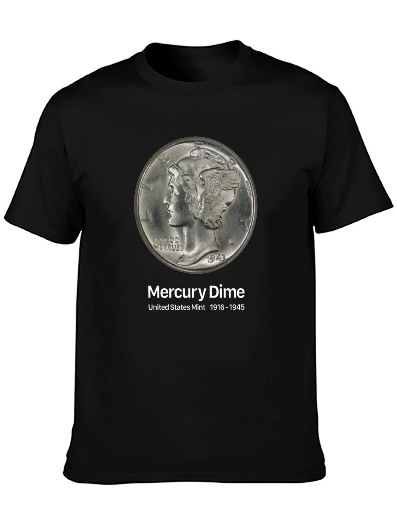 Mercury Dime Graphic T-Shirt - Collectible Coin Design