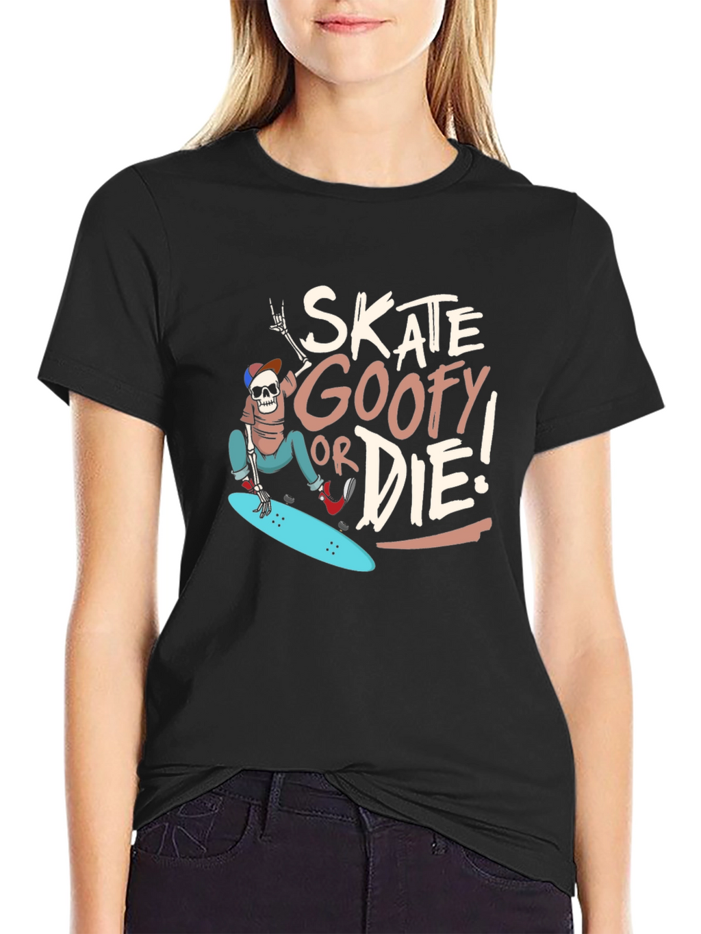 Skate Goofy or Die Black Graphic Tee
