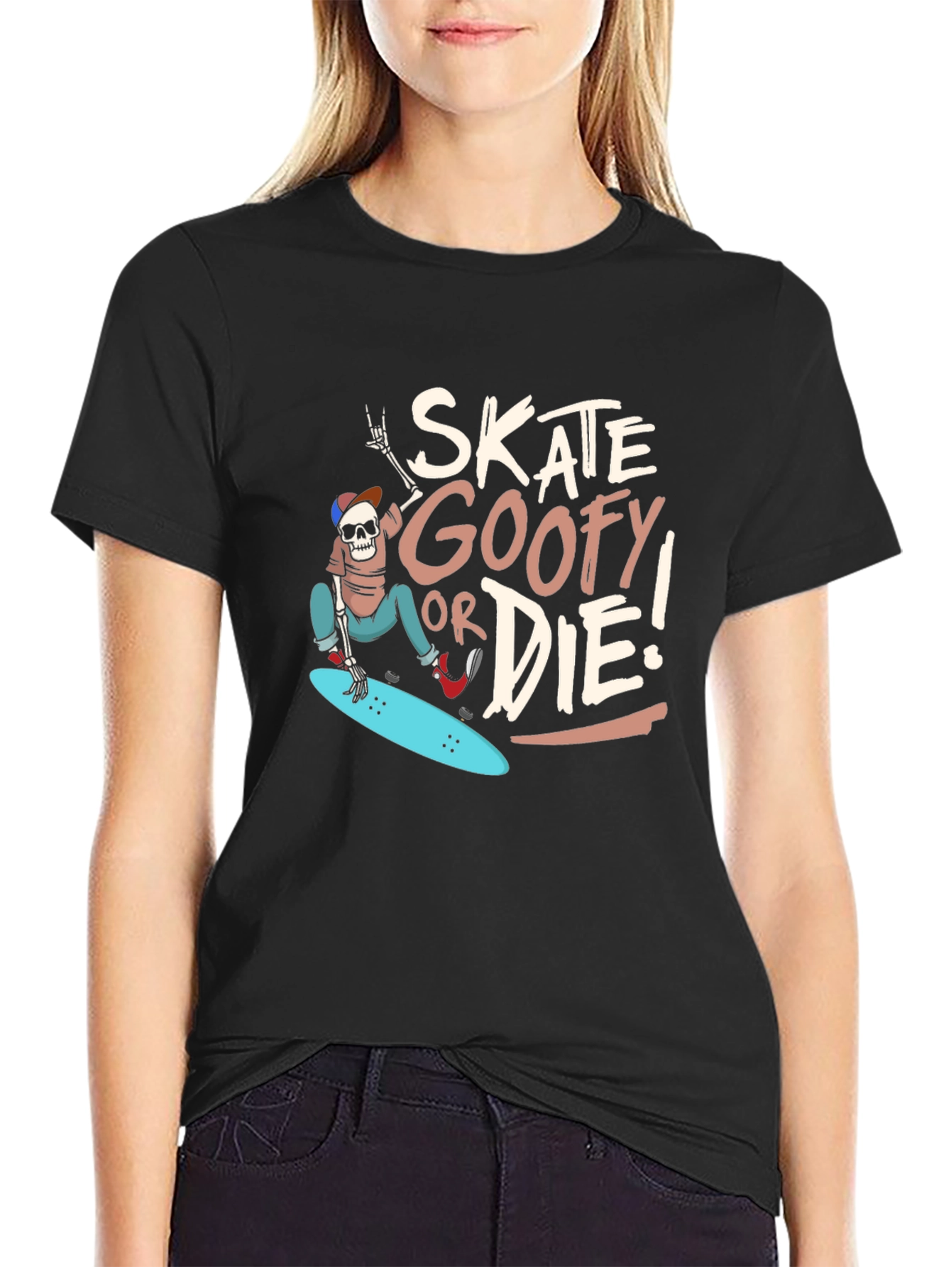 Skate Goofy or Die Black Graphic Tee
