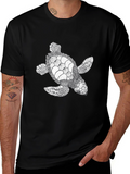 Sea Turtle Graphic Tee - Black Cotton Comfort
