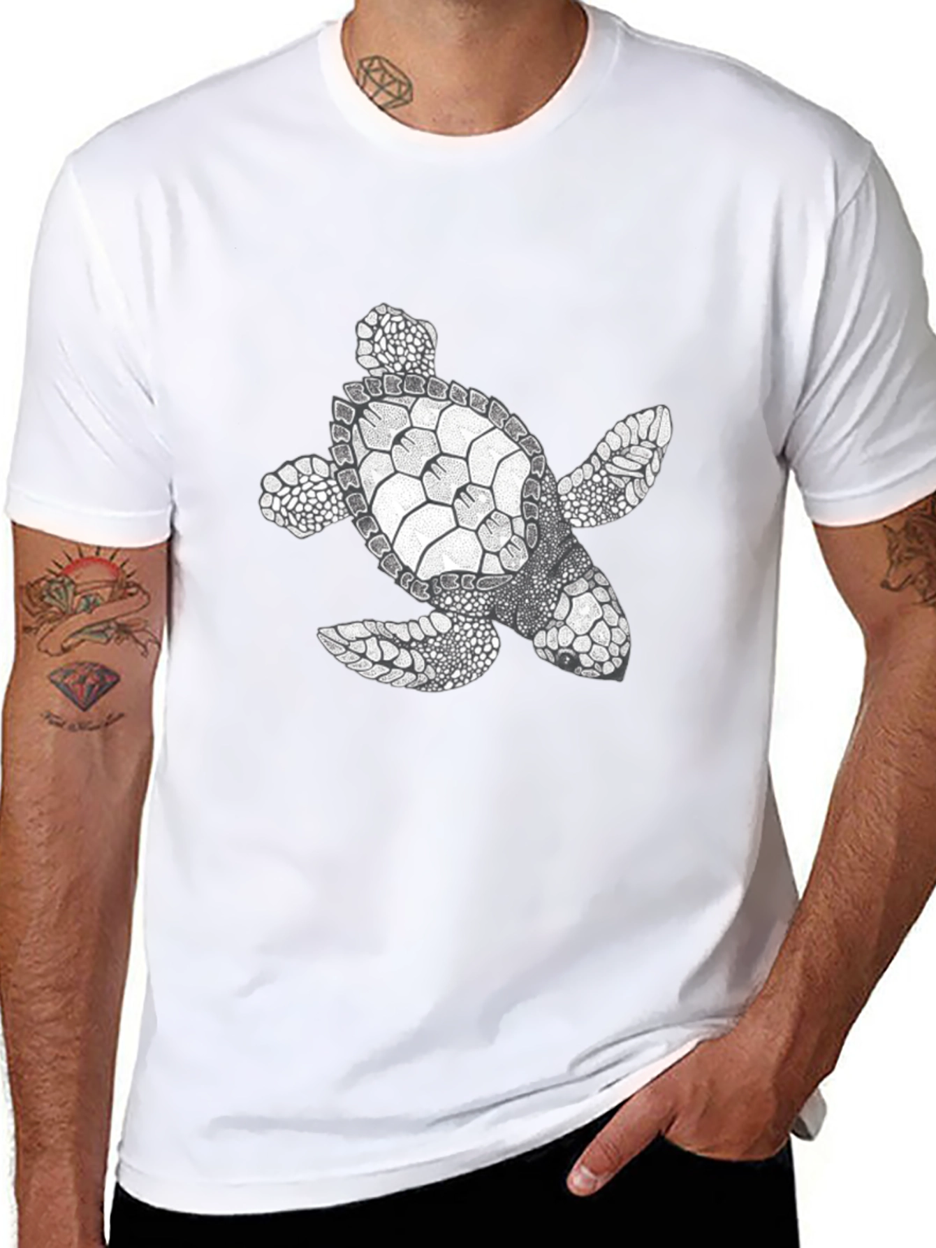 Sea Turtle Graphic Tee - Black Cotton Comfort