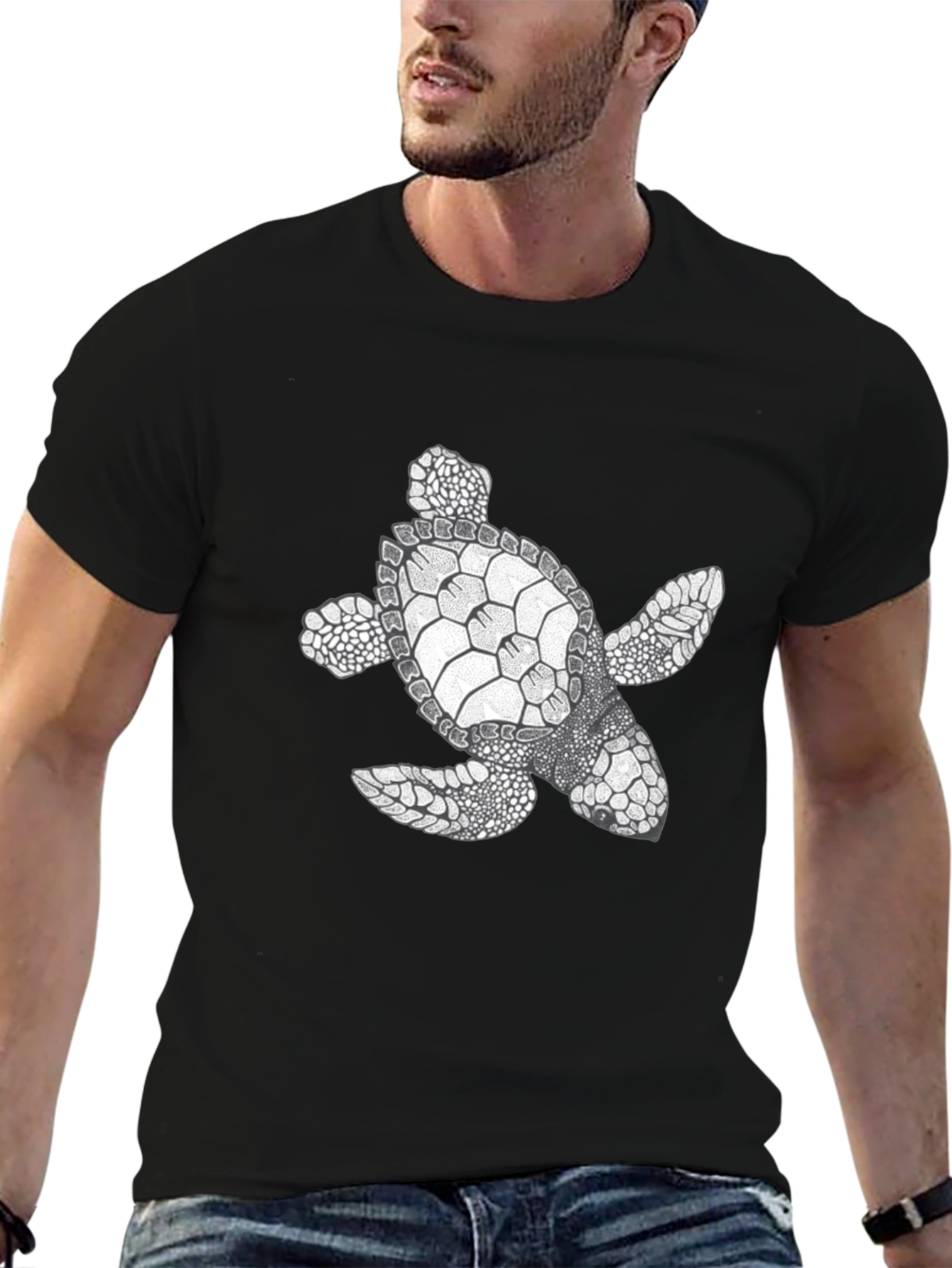 Sea Turtle Graphic Tee - Black Cotton Comfort