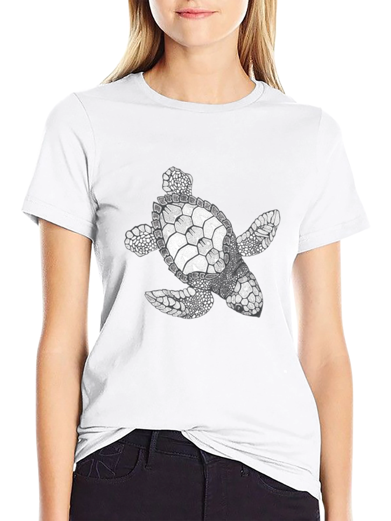 Sea Turtle Graphic Tee - Black Cotton Comfort