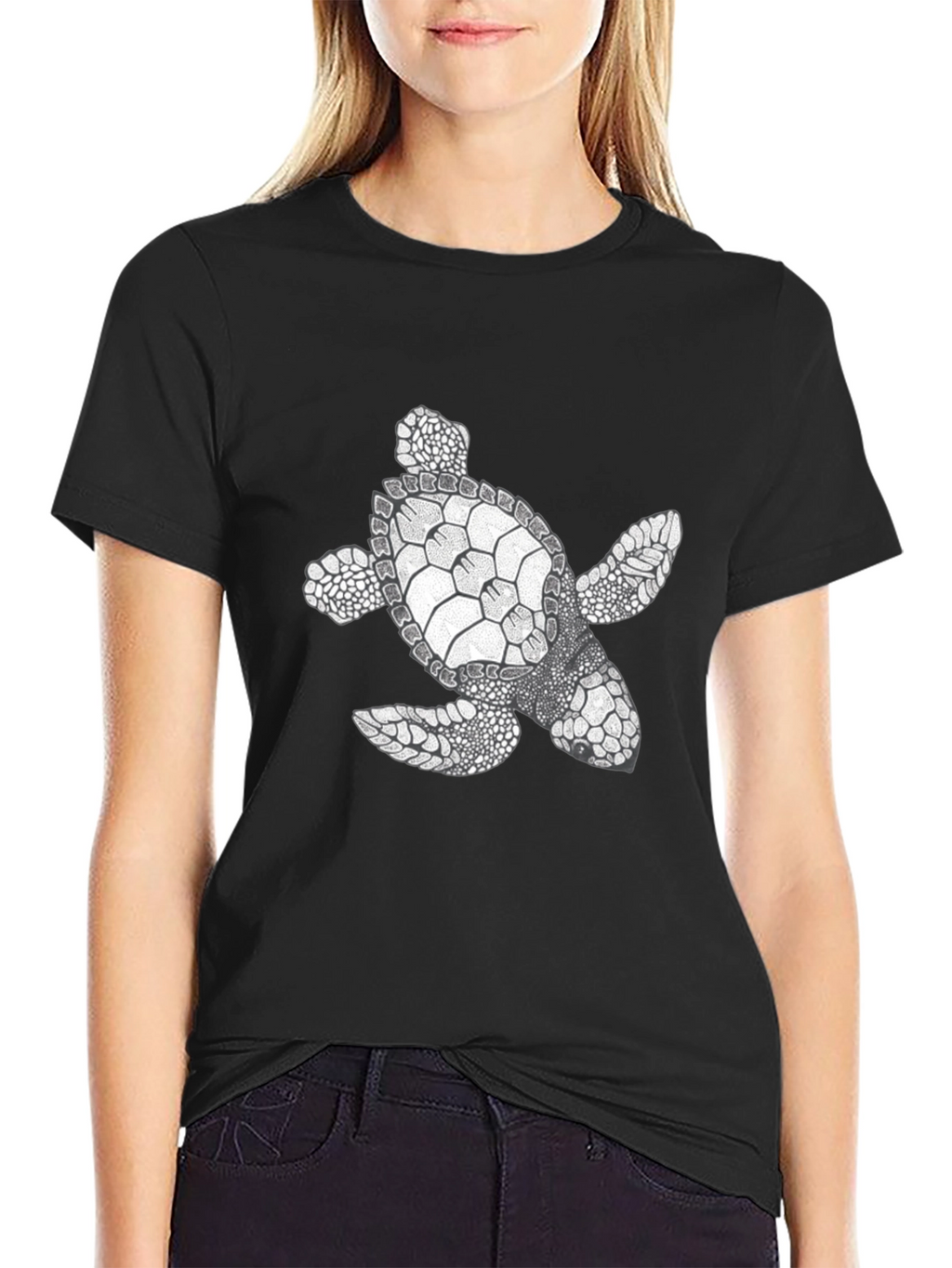 Sea Turtle Graphic Tee - Black Cotton Comfort